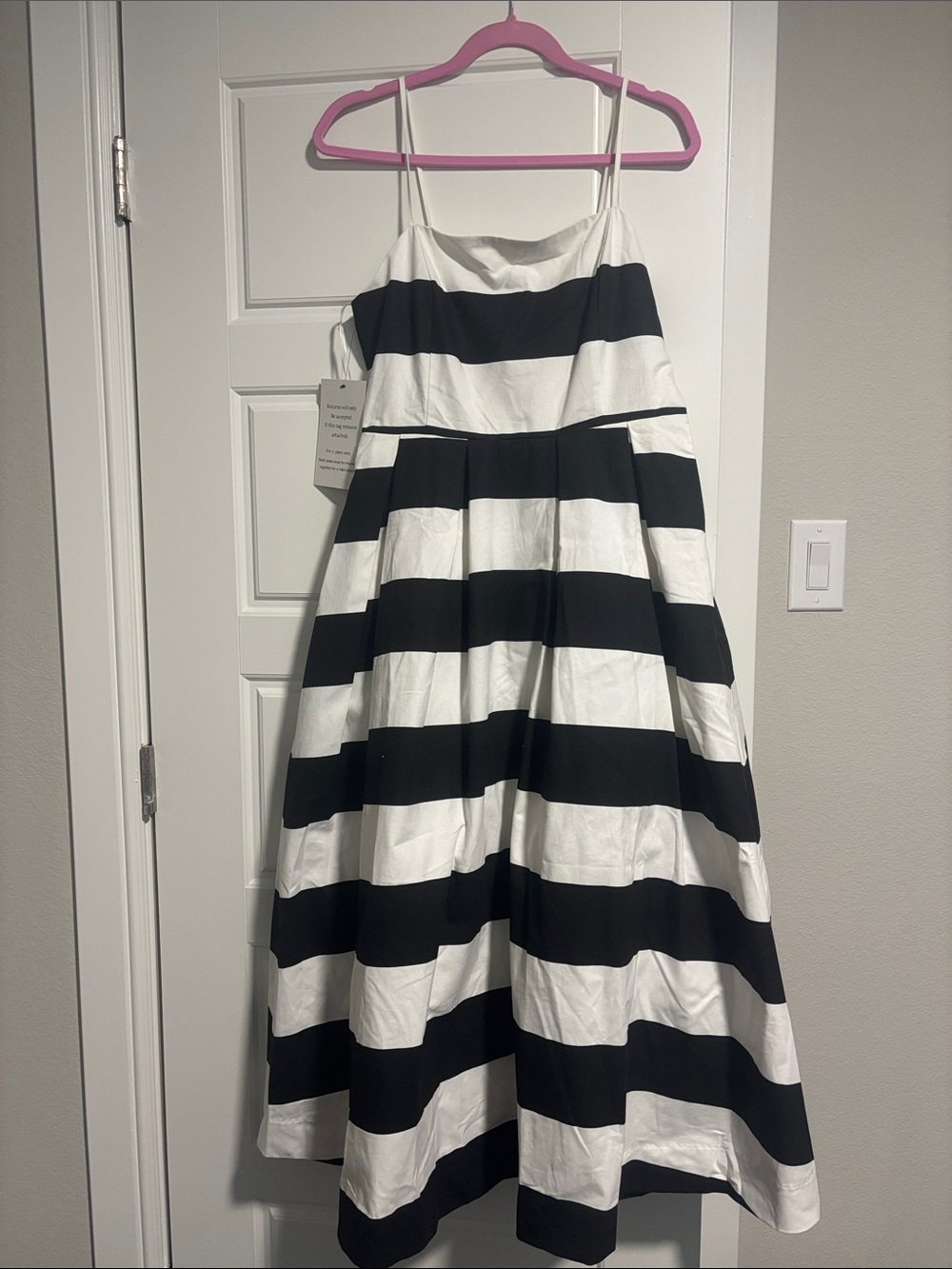 English Factory Black & White Striped Midi Sundress